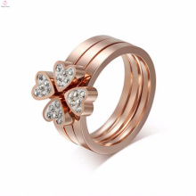 Schöne Edelstahl Rose Gold Pink Diamond Ringe